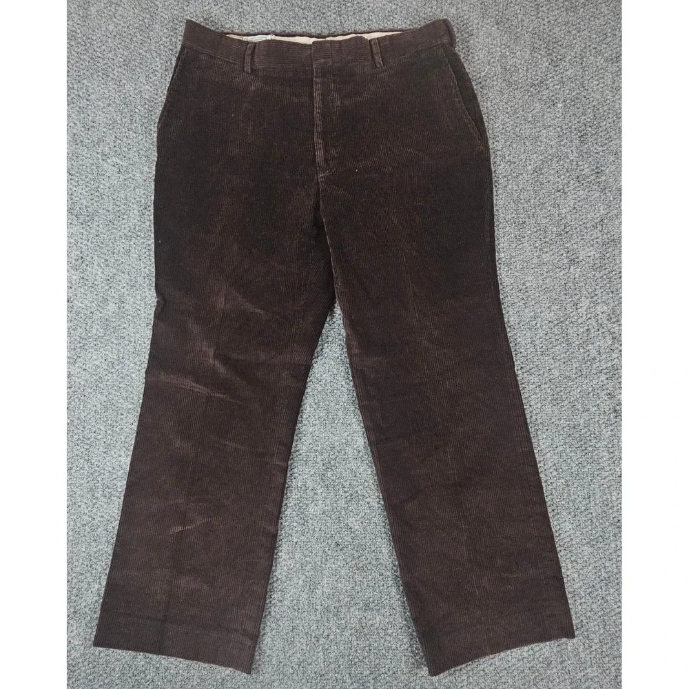Vtg LL Bean Corduroy Pants Mens 37x30 Brown‎ Wide Wale Straight Leg Freeport